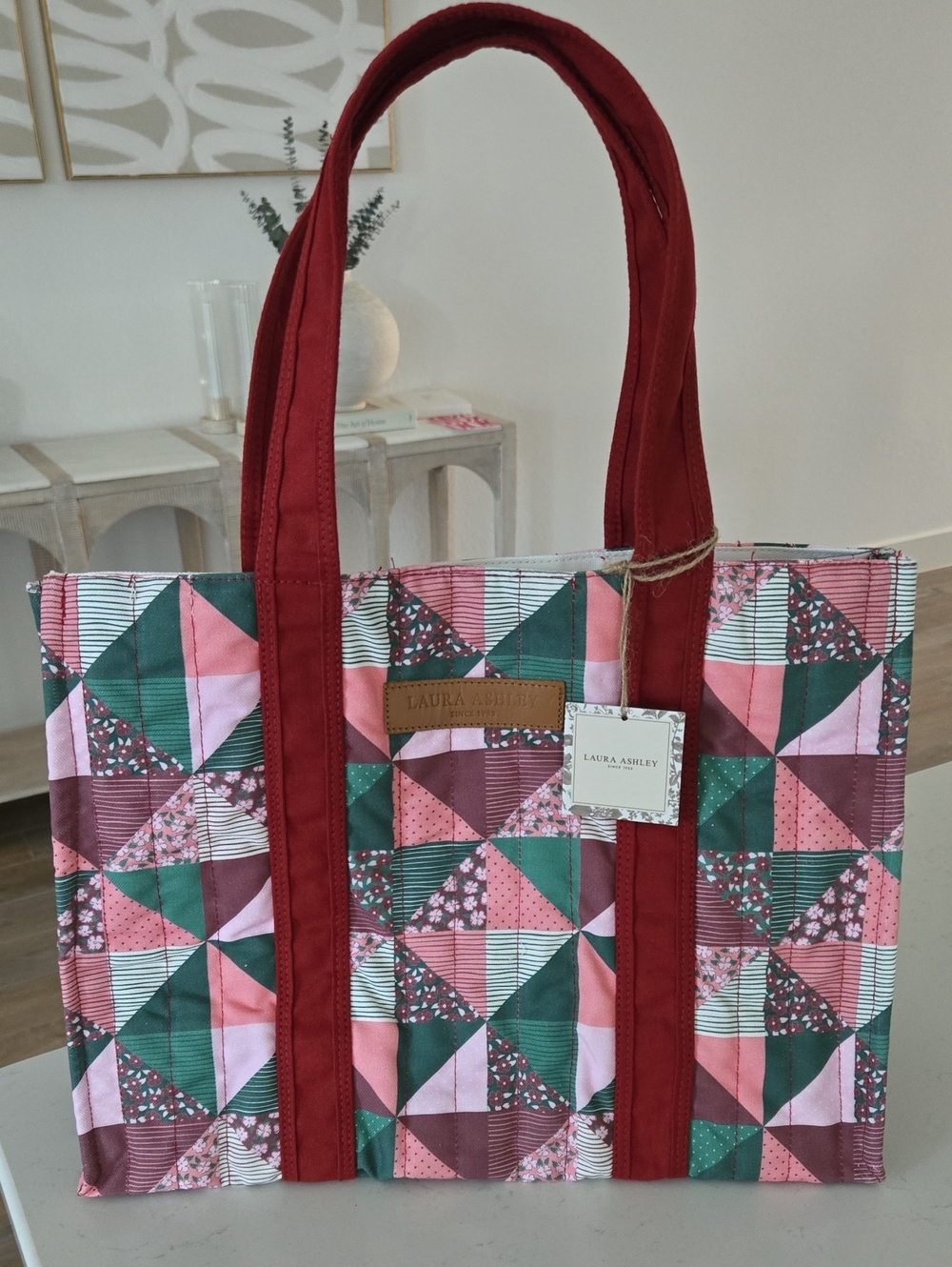 NWT Laura Ashley Quilted Patchwork Style Tote bag 16 X 12